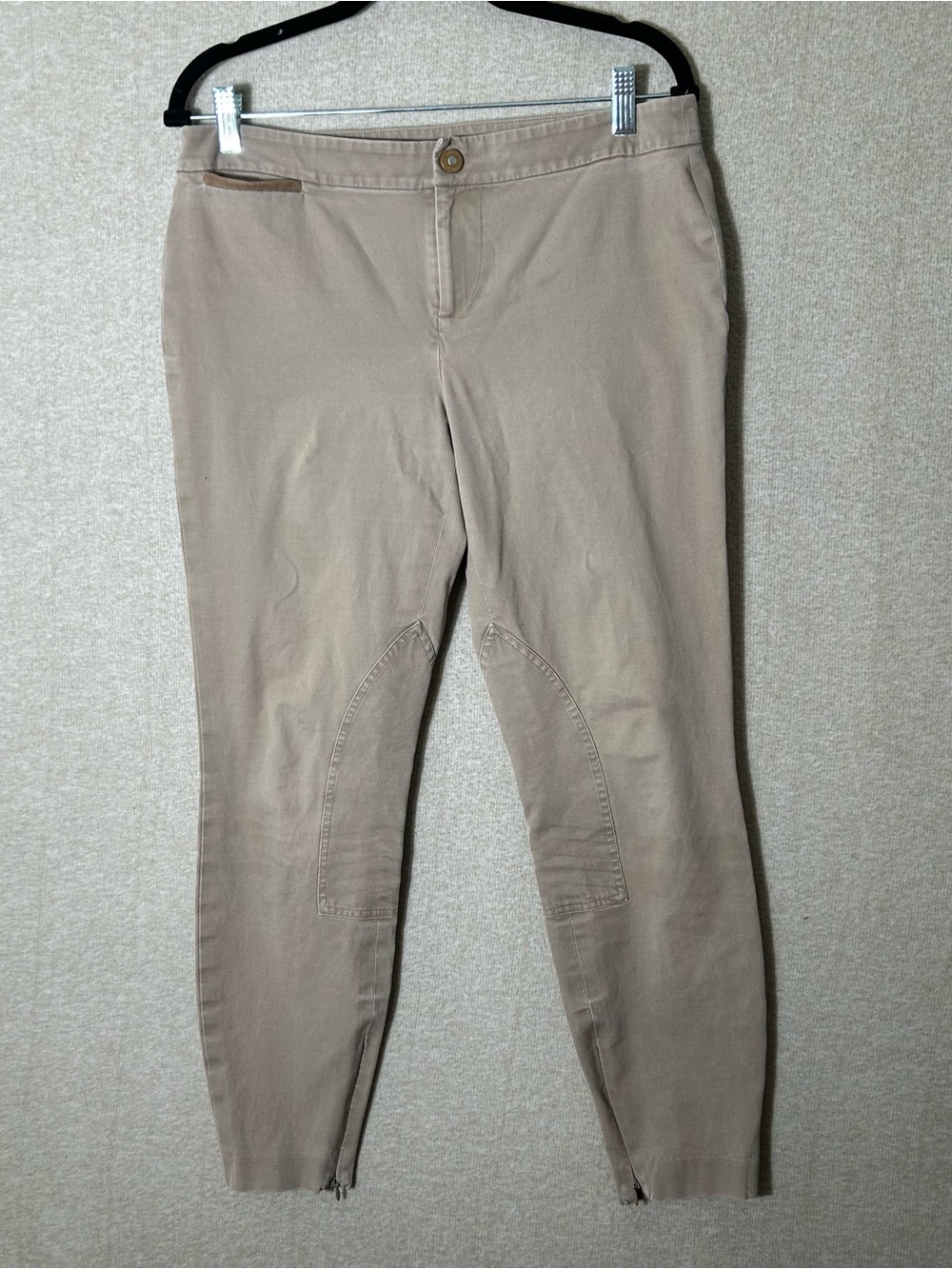 Lauren Ralph Lauren Riding Equestrian Pants Womens 10 Tan Zip Legs Knee Patch